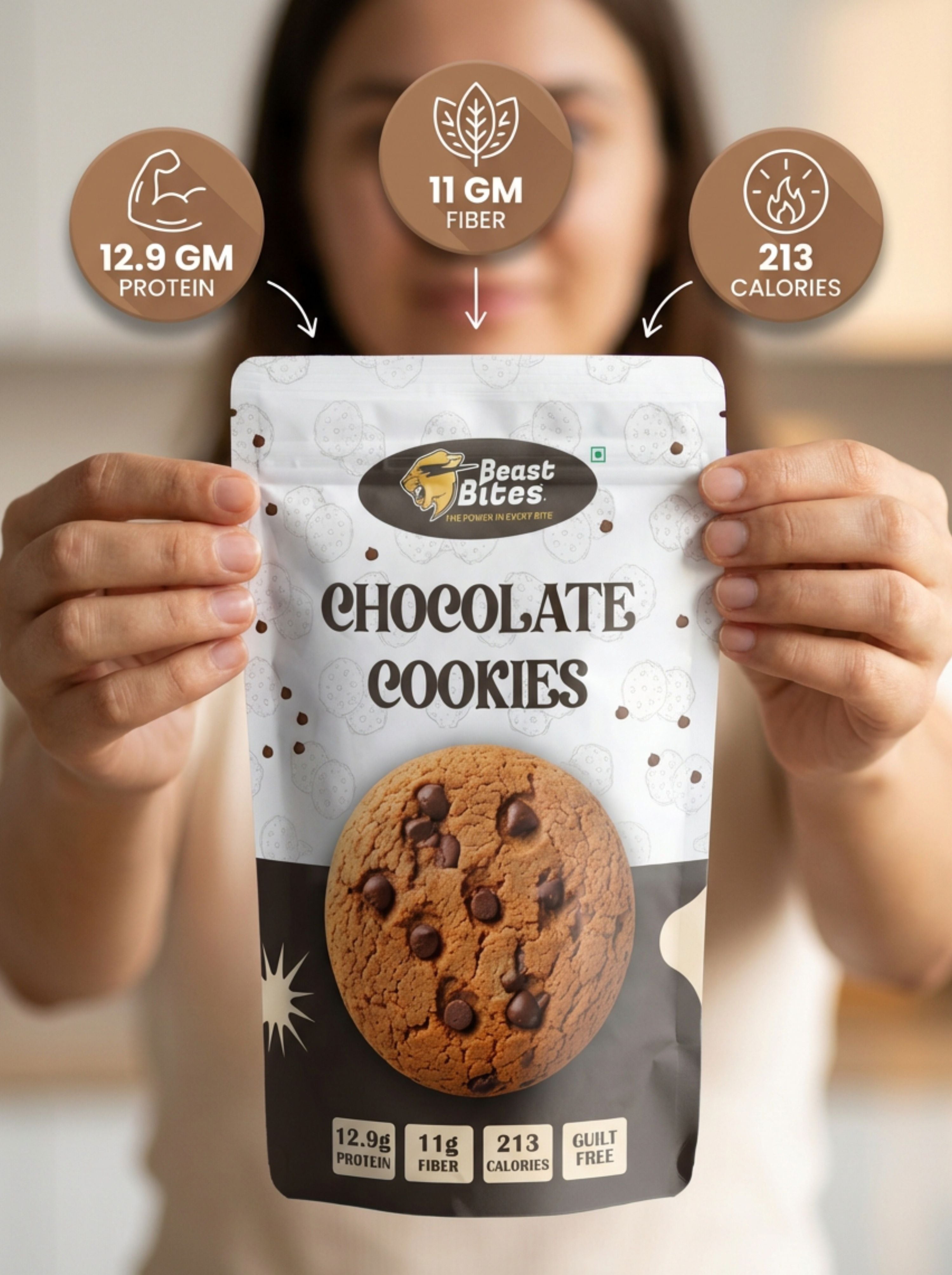 Beast Bites Double Delight Cookies (3 Vanilla + 3 Chocolate) || 12.9g Protein