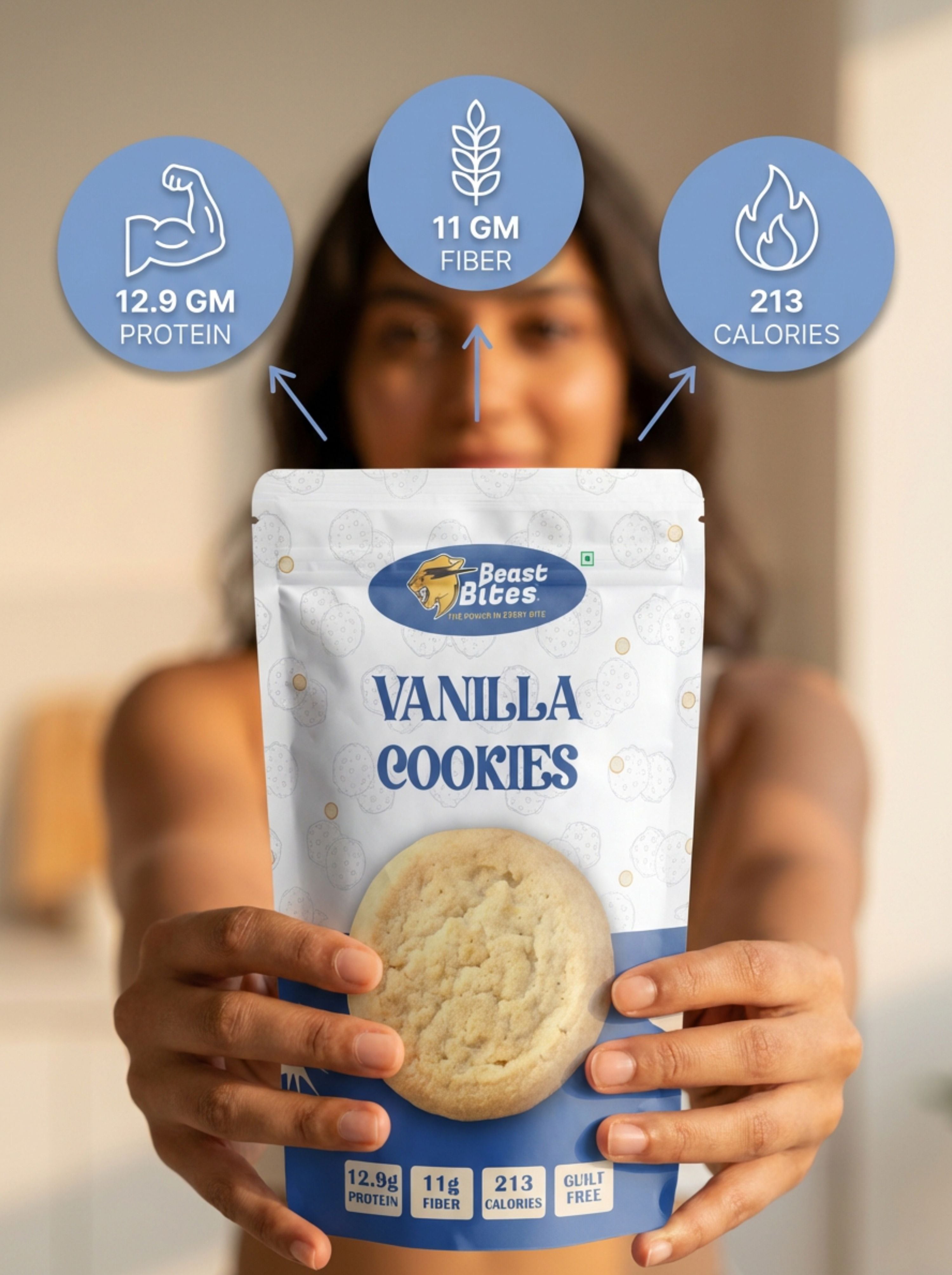 Beast Bites Double Delight Cookies (3 Vanilla + 3 Chocolate) || 12.9g Protein