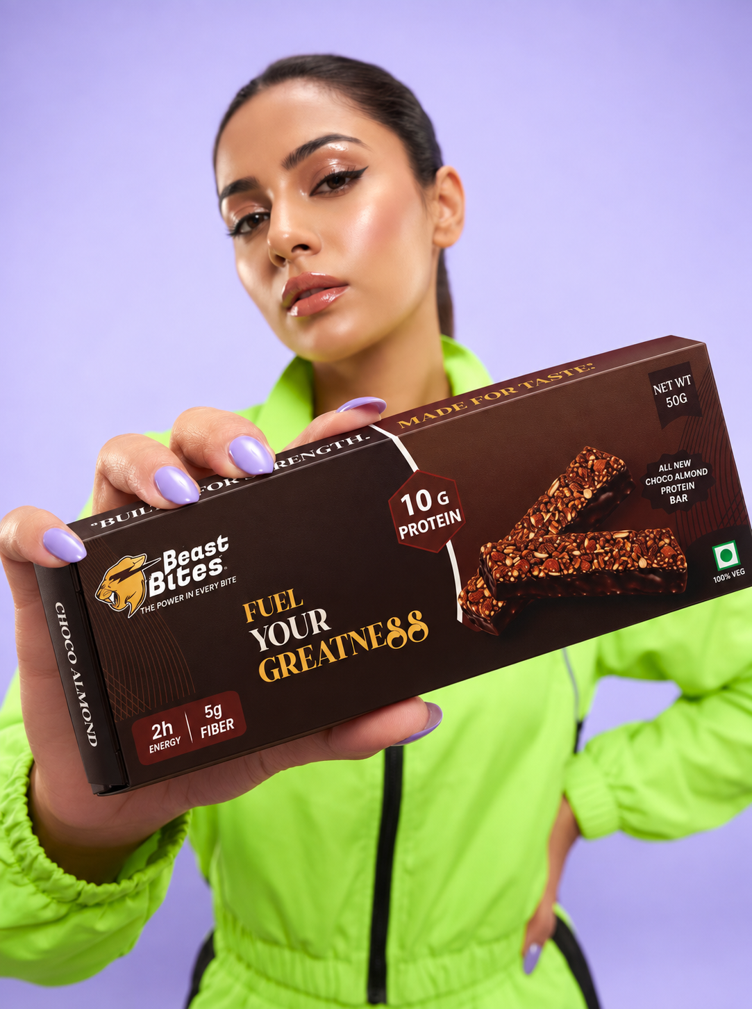Beast Bites Choco Almond Protein Bar (Pack of 6) | 10g Protein | No Added Sugar | High Protein Energy Bar