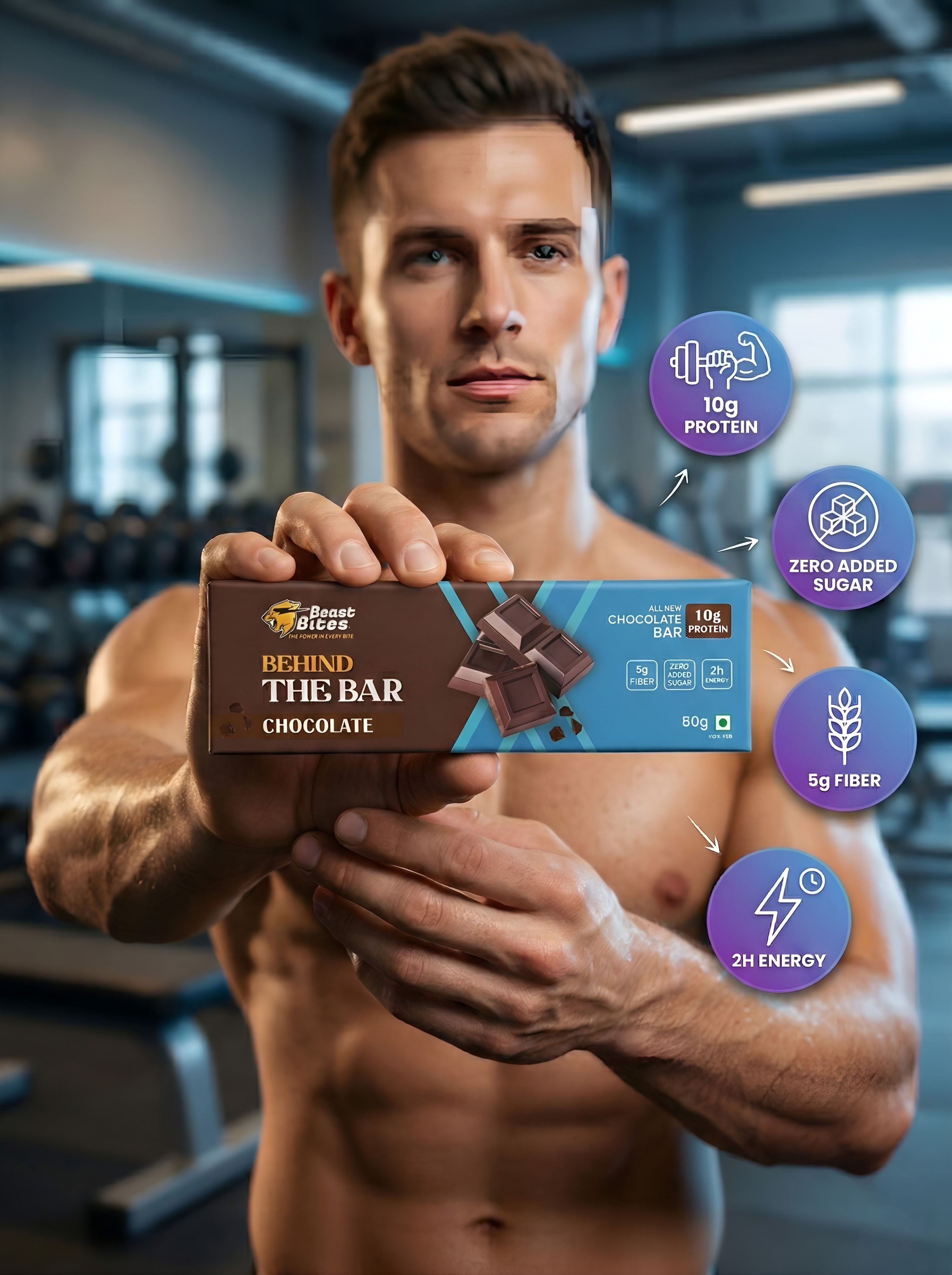 Beast Bites Chocolate Protein Bar (Pack of 6) | 10g Protein | No Added Sugar | High Protein Energy Bar
